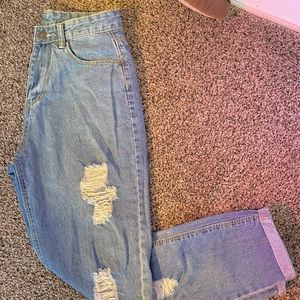 Ripped Mom Jeans with cuffed ends